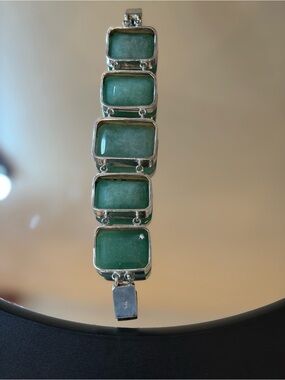 Green Stone Link Bracelet - Women Jewelry